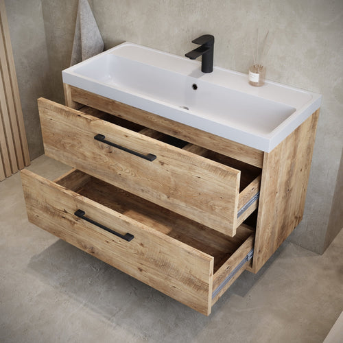 Badplaats Badkamermeubel Florence 01 80 x 40 cm – Kastanje Eiken – Hangend Badmeubel met Soft-Close