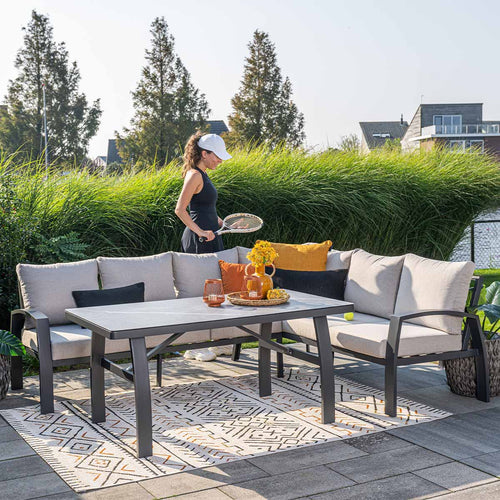 Garden Impressionslounge dining set Cameron 4-delig rechts incl stoel - desert sand
