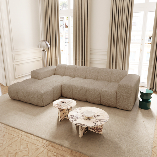 Premium Interiors - Linkerhoekbank BLOOM - bouclette mol 290cm