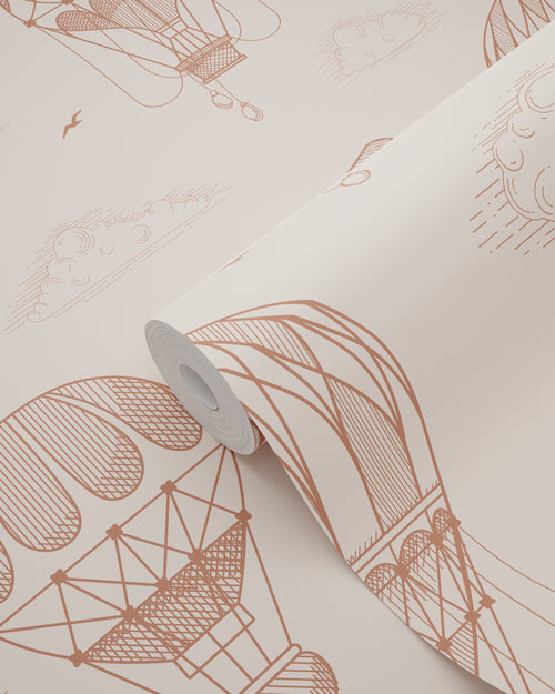 ESTAhome behang luchtballonnen terracotta roze - 50 x 900 cm - 139717 - vtwonen shop