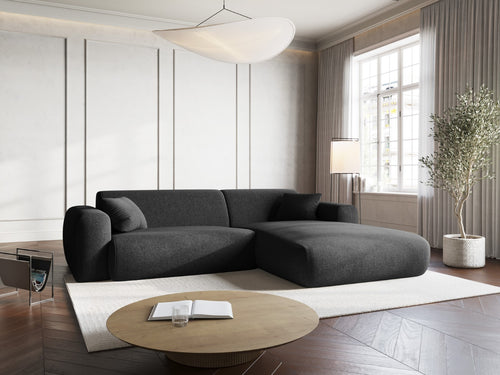 Cosmopolitan Design rechter hoekbank Nolio 4-zits, chenille, zwart - 170x235x72cm