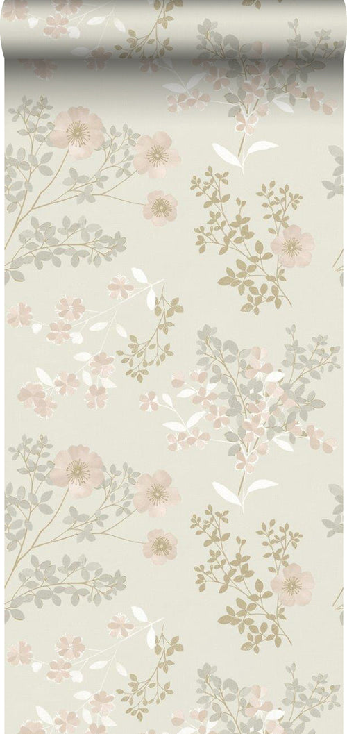 Borastapeter behang bloemen beige - 53 cm x 10.05 m - 660436 - vtwonen shop