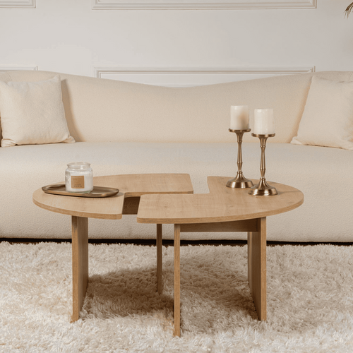 Calicosy - MOIRA Set van 2 salontafels - Hout - 90x90x41 cm