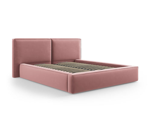 Micadoni Opbergbed met hoofdeinde Jodie 160x200cm, flueel, roze - 228x214x108cm