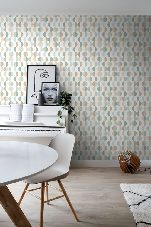 ESTAhome behang grafisch motief vergrijsd groen, lichtblauw en beige - 50 x 900 cm - 139620 - vtwonen shop