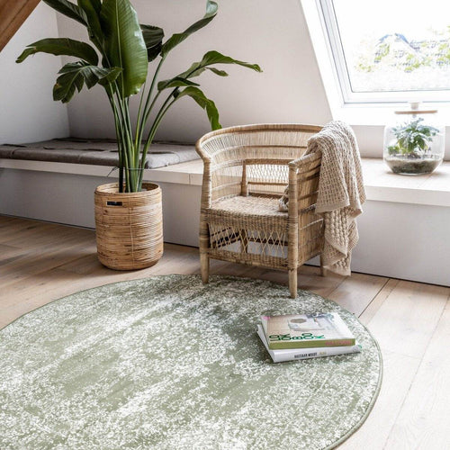 Vintage Vloerkleed Bloom rond - Groen - EVA Interior - 160 x 160 cm - vtwonen shop