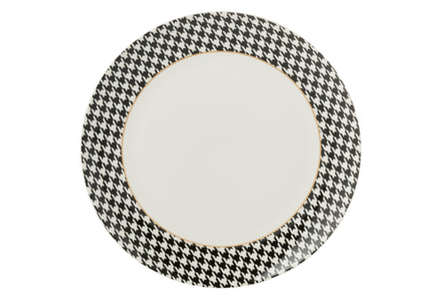 J-Line bord Pied-De-Poule - porselein - wit/zwart - large