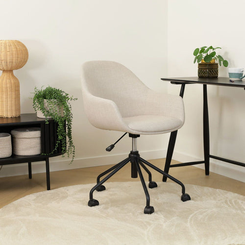Nolon Nout-Mae Bureaustoel Beige - Armleuning - Zwart Onderstel