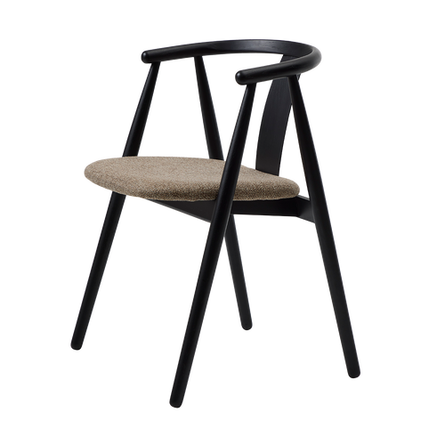 Olivine Kenza Eikenhouten Eetkamerstoel - Zwart met Warm Grijs Zitting - vtwonen shop