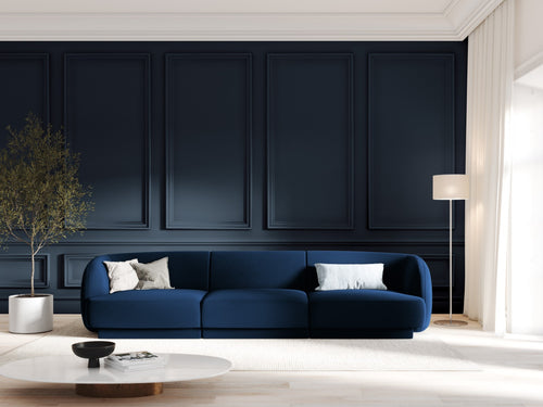 Micadoni Bank Miley 3-zits, flueel, koningsblauw - 90x255x70cm