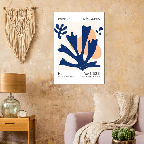 Artfulprints  Matisse – Abstract bloom navy blue II   poster 70x100 cm - vtwonen shop