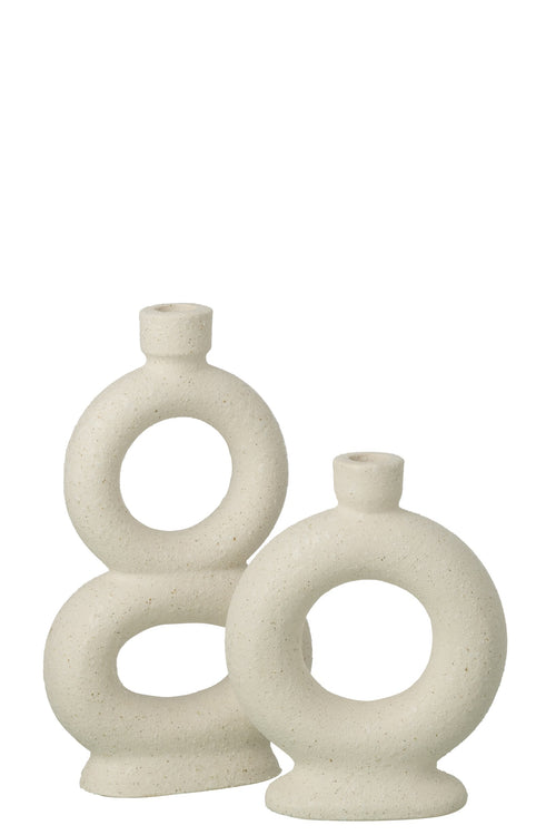 J-Line vaas Soliflore 2 Rings - steengoed - wit - large