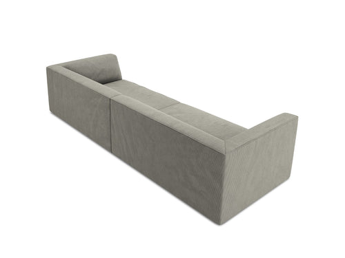 Micadoni Bank Ruby 4-zits, ribfluwelen, lichtgrijs - 93x302x69cm