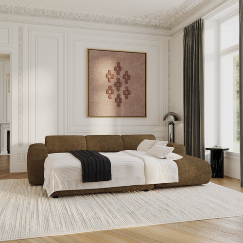 Sia Home - Hoekbanken YUMA - Fluweel met structuur - Expresso bruin - 283cm - vtwonen shop