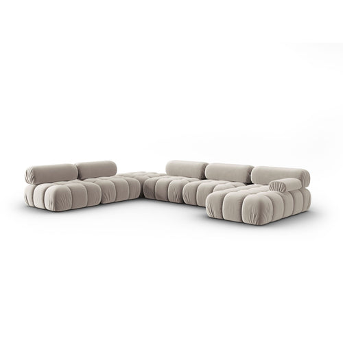 Cosmopolitan Design - Modulaire panoramische hoekbank links Cortina 7-zits, flueel donkerbeige - 282x376x70cm