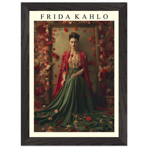 Artfulprints Poster met Lijst Frida Kahlo - Beauty in flowers   - A4 21x29.7 cm - Meerkleurig