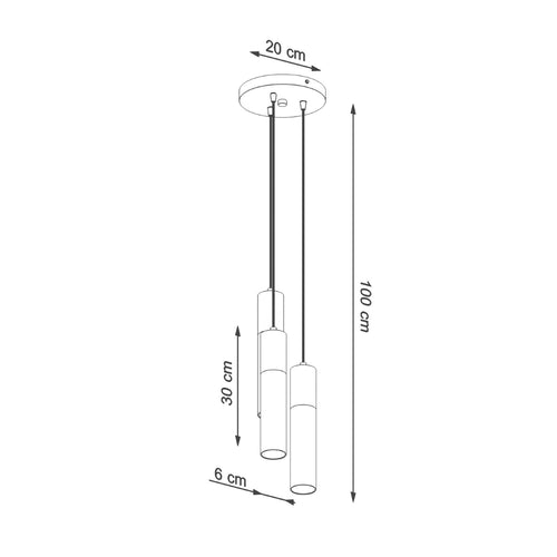 Sollux Lighting Hanglamp PABLO 3P zwart - 20x20x100cm