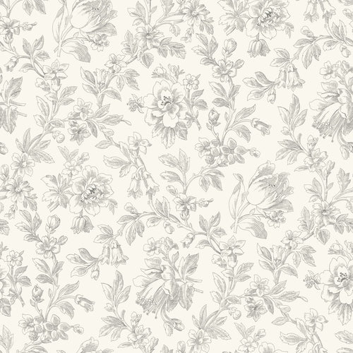 ESTAhome behang elegante bloemen grijs - 50 x 900 cm - 132100