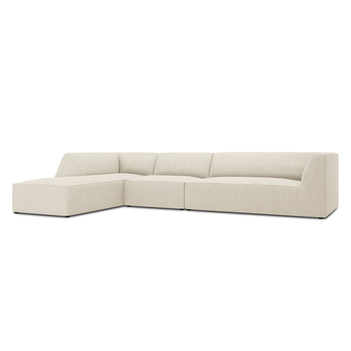 Cosmopolitan Design - Modulaire hoekbank links Siena 5-zits, ribfluwelen lichtbeige - 180x366x69cm