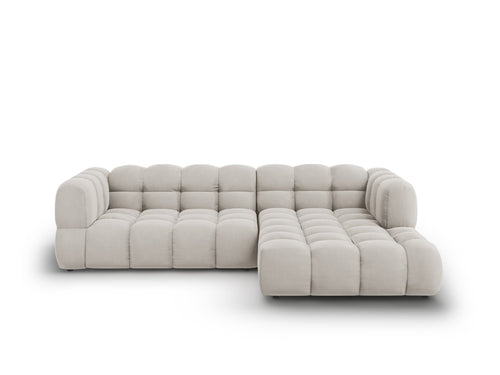 Cosmopolitan Design Modulaire hoekbank rechts Sky 4-zits, flueel, lichtbeige - 162x272x70cm