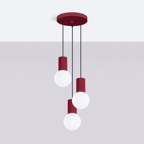 Sollux Lighting Hanglamp HALO 3P bordeauxrood - 25x25x125cm