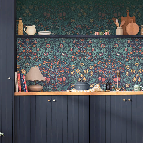 William Morris at Home Fotobehang Blackthorn Navy - vtwonen shop