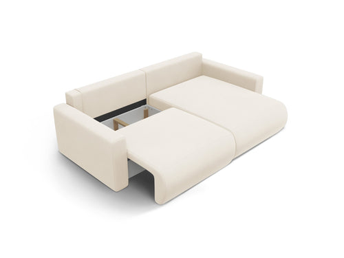 Cosmopolitan Design Omkeerbare converteerbare hoekbank met opbergdoos Belfast 3-zits, flueel ivoor - 149x240x84cm