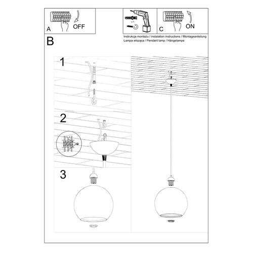 Sollux Lighting Hanglamp BALL transparant - 30x30x120cm