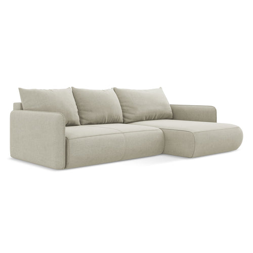 LaMiaSofa hoekbank rechts Palermo - textuurstof - lichtbeige - 240x148x86