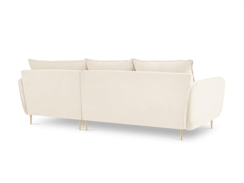 Cosmopolitan Design rechter hoekbank Vienna 5-zits, flueel, lichtbeige - 170x255x95cm