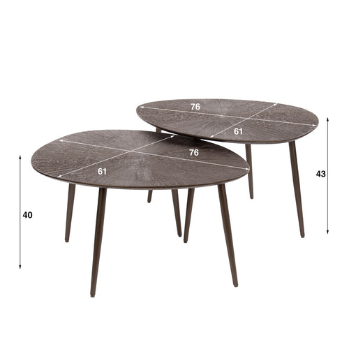 Giga Meubel Salontafel Brown Ray Metal - Bruin Metaal - Set van 2 - vtwonen shop