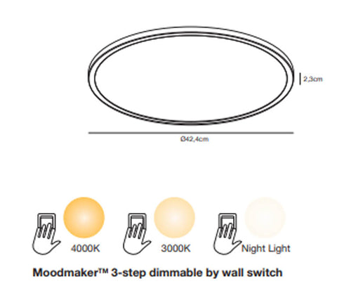 Nordlux Oja Plafondlamp - Ø43cm - LED - 3000/4000K - Chroom