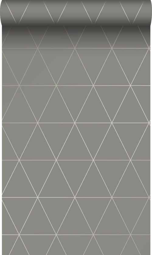Origin Wallcoverings behang grafische driehoeken warm grijs - 53 cm x 10.05 m - 347716