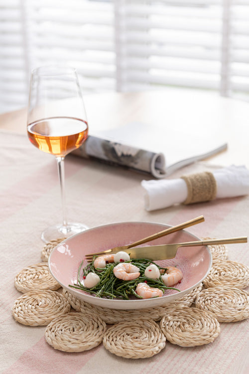 J-Line placemat  Rond Bloem - jute - naturel