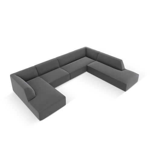 Cosmopolitan Design - Modulaire panoramische hoekbank rechts Siena 7-zits, imitatieleer donkergrijs - 273x366x69cm