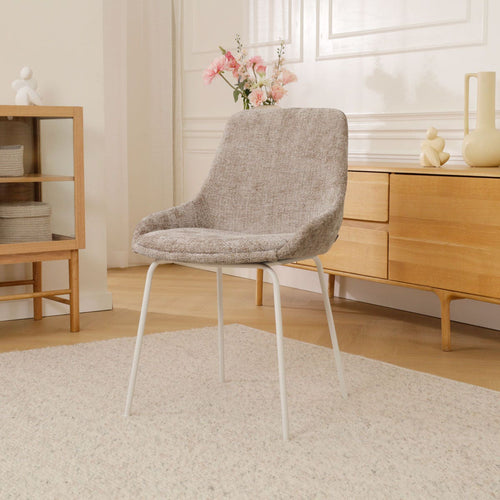 Nolon Nora-Isa Eetkamerstoel Bruin - Stof - Wit Onderstel - vtwonen shop