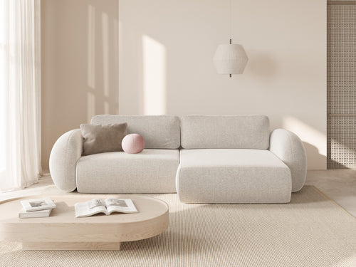 Cosmopolitan Design Omkeerbare converteerbare hoekbank met opbergdoos Tonale 4-zits, chenille lichtbeige - 149x262x88cm