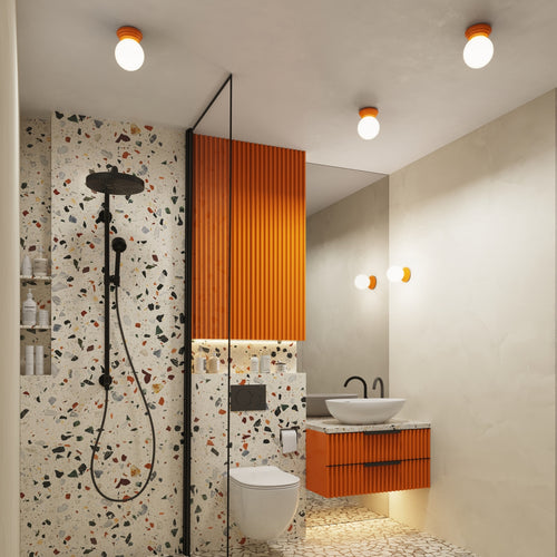 Sollux Lighting Wandlamp ZORI oranje IP44 - 12x16x12cm