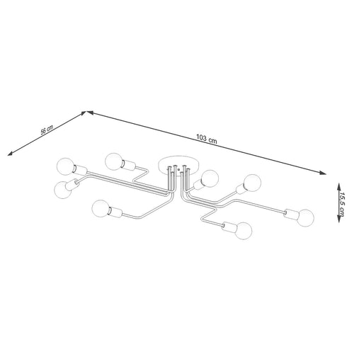 Sollux Lighting Kroonluchter VECTOR 8 zwart - 103x56x15,5cm