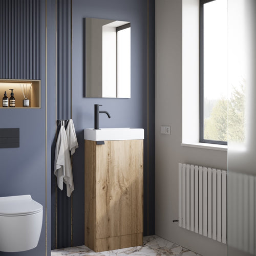 Badplaats Toiletmeubel Orion 40 x 22 cm – Licht Eiken – Fonteinmeubel met Wastafel