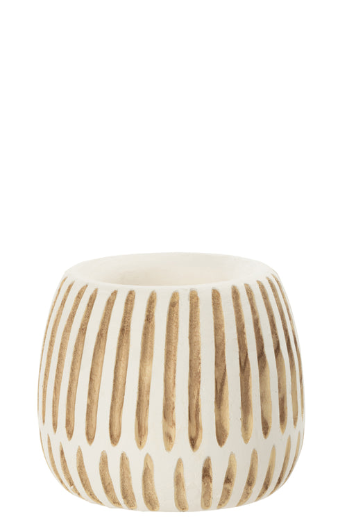 J-Line bloempot Ying - hout - wit - medium - Ø 20 cm - vtwonen shop