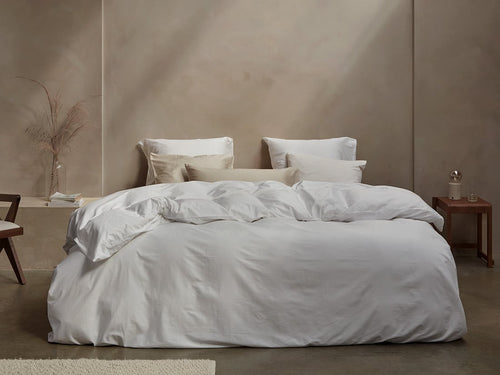 Yumeko dekbedovertrek katoen satijn pure white 140x220 + 1/60x70 - vtwonen shop