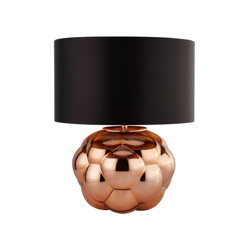 Searchlight Fizz Tafellamp Koper Glas & Zwarte Kunstzijde Kap