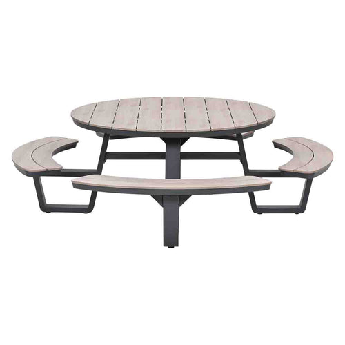 Garden Impressions picknicktafels Sarria donker grijs - vironwood - Ø148x75 cm