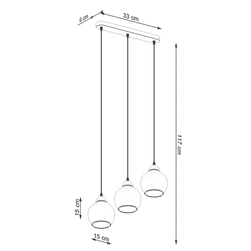 Sollux Lighting Hanglamp ALINO 3 zwart - 45x15x117cm