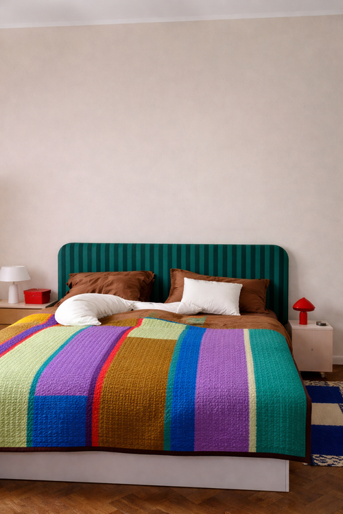 Gestoffeerd fluwelen hoofdbord met strepen 160x97cm