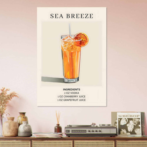 Artfulprints  Sea Breeze cocktail - Ingrediënten   poster 50x70 cm - vtwonen shop