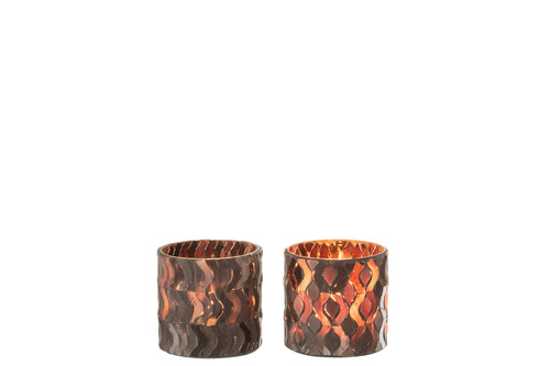 J-Line windlicht Patroon - glas - donkerroze - small - 2 stuks - vtwonen shop