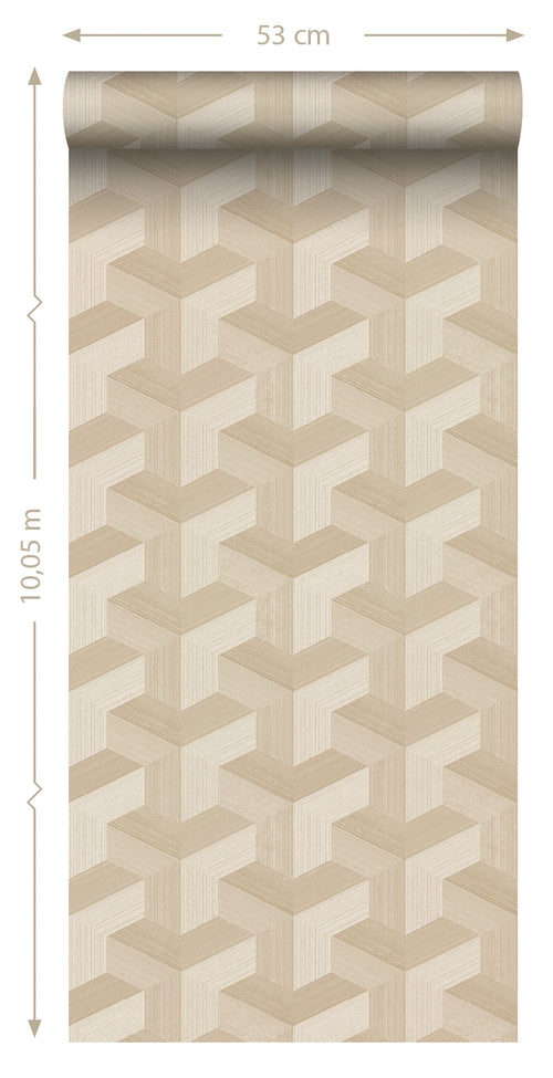 Origin Wallcoverings behang grafisch 3D motief beige - 50 x 900 cm - 348001 - vtwonen shop