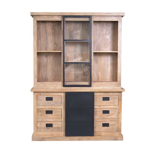 Starfurn Vitrinekast Noa - Naturel Hout - 160x45x220cm